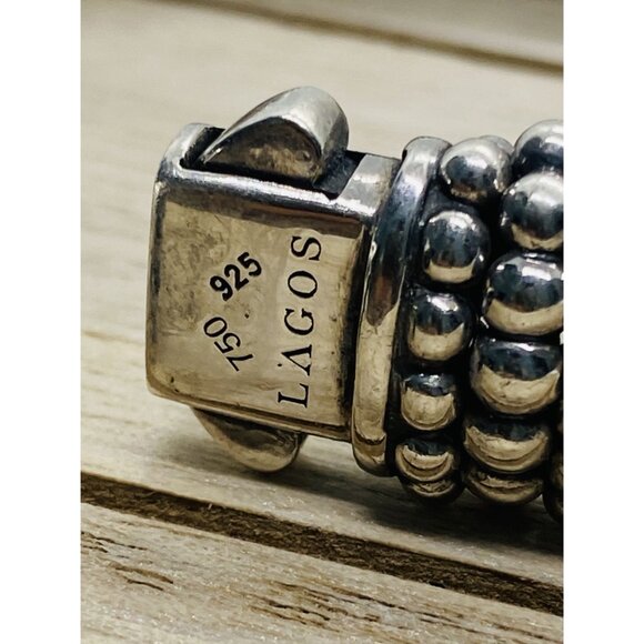 Lagos Caviar Bangle Bracelet Sterling Silver 925 18K 750 15MM - Picture 10 of 14